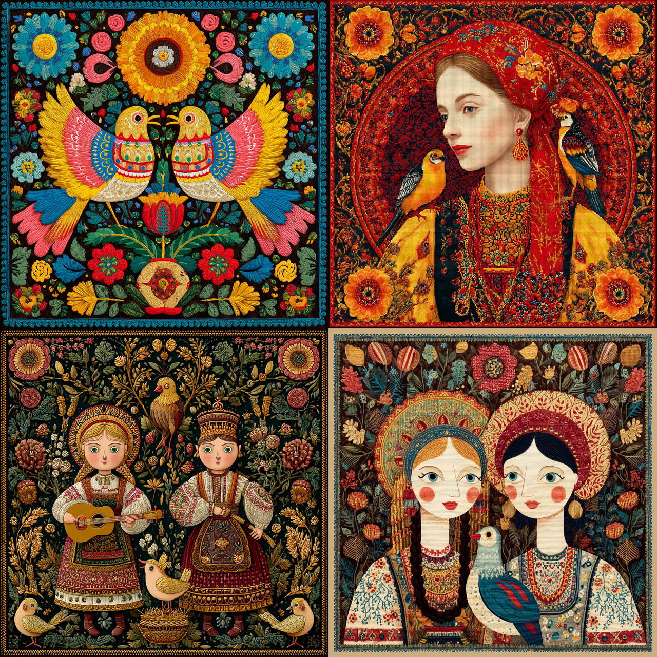 Ukrainian folk art style, Midjourney V7, render 1 of 4
