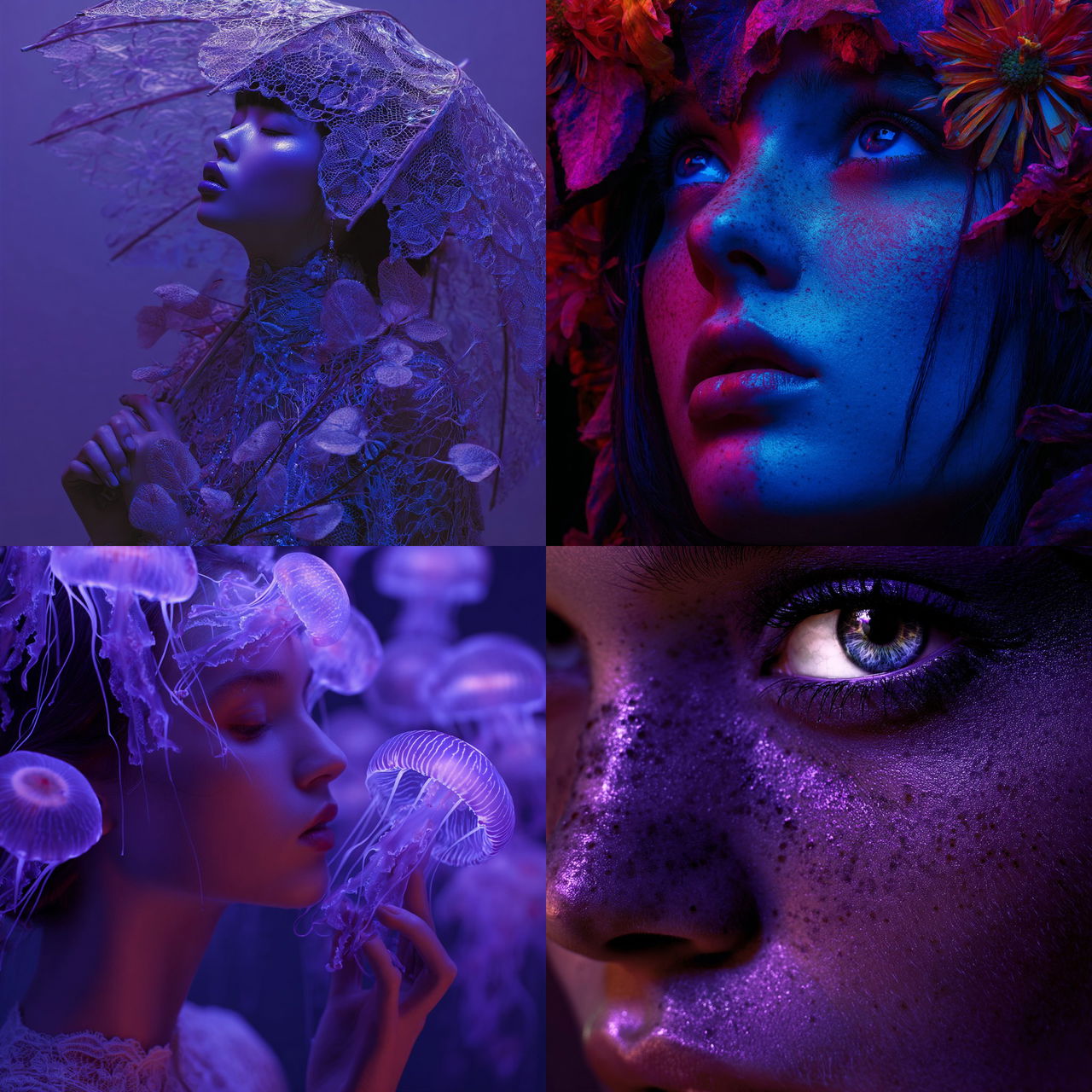 Ultraviolet photography style, Midjourney V7, render 1 of 4