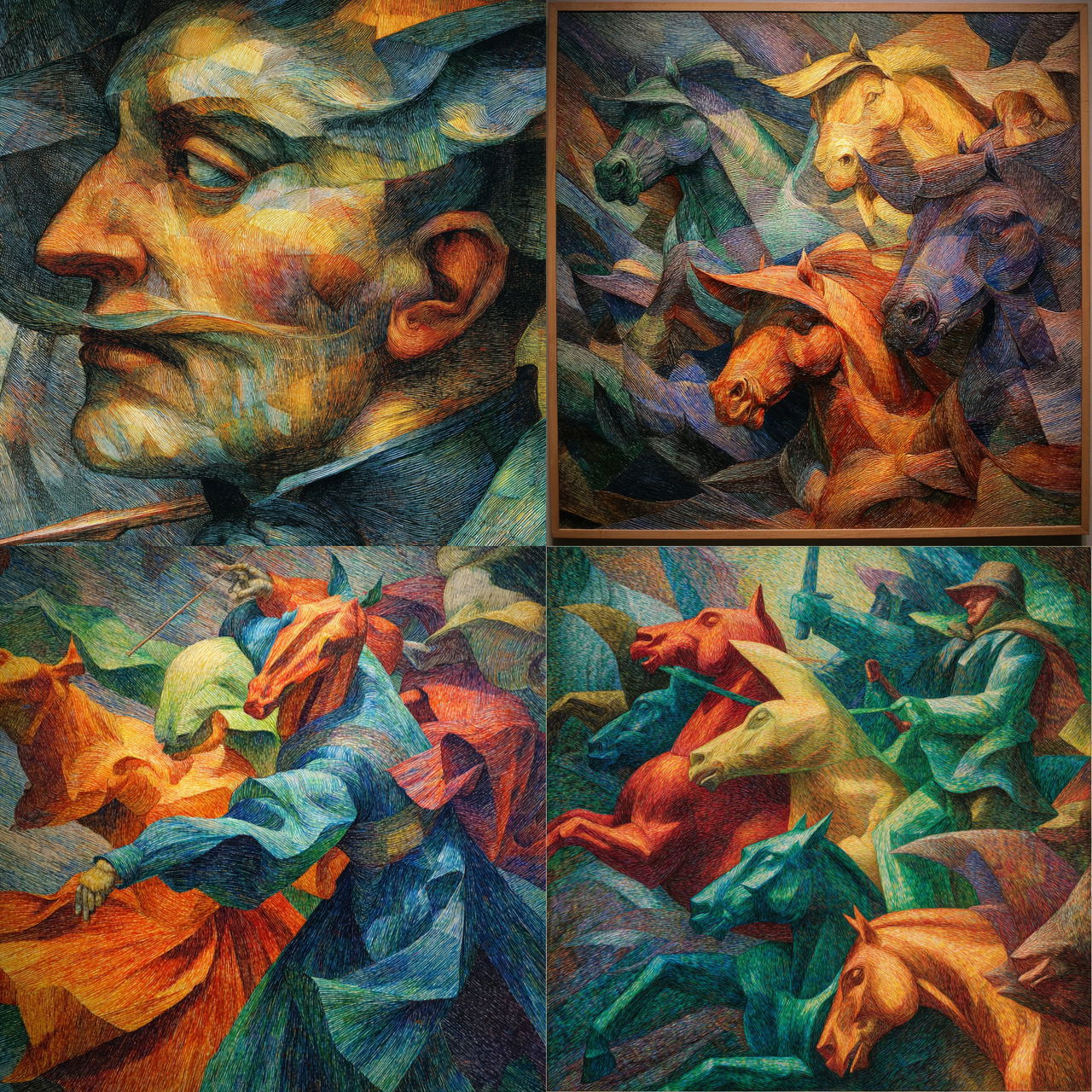 Umberto Boccioni style, Midjourney V7, render 1 of 4