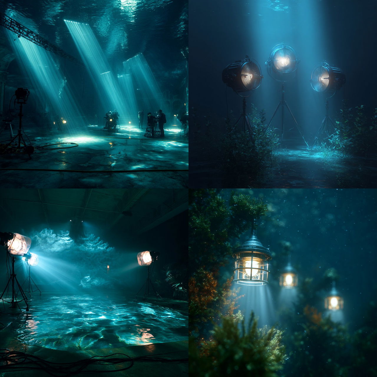 Underwater lighting style, Midjourney V7, render 1 of 4