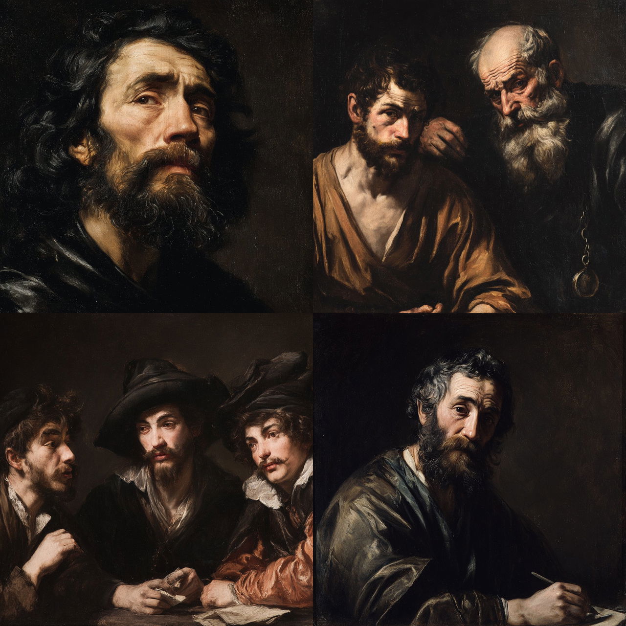 Valentin de Boulogne style, Midjourney V7, render 1 of 4