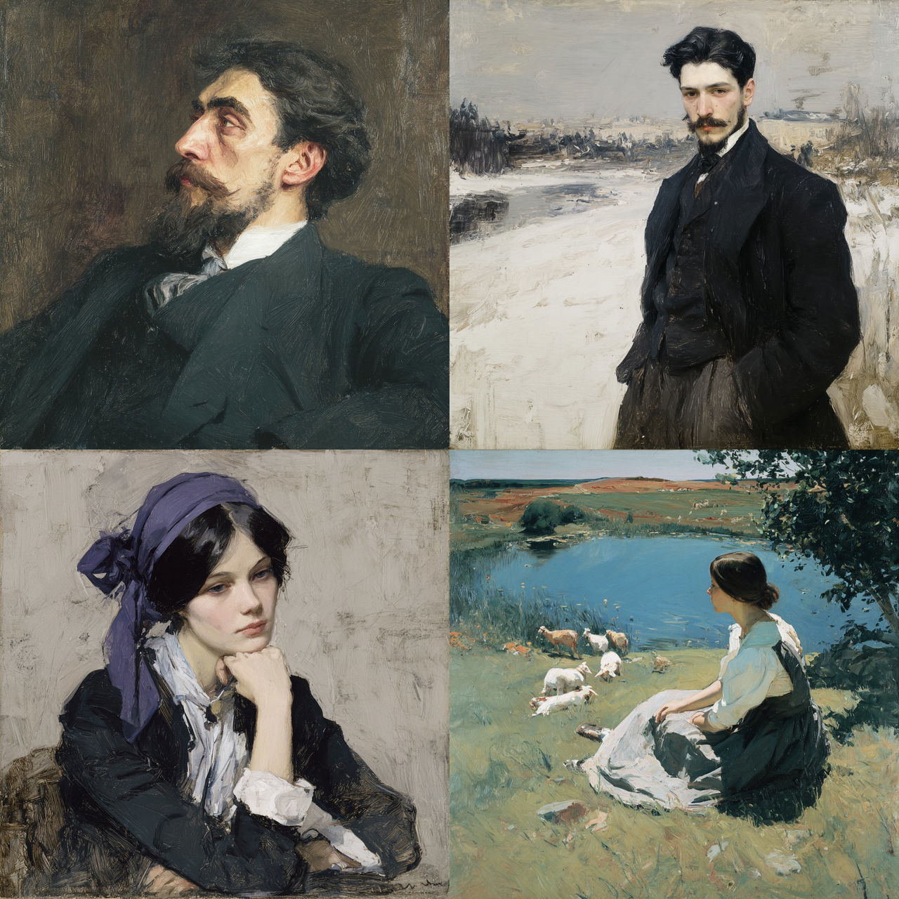 Valentin Serov style, Midjourney V7, render 1 of 4