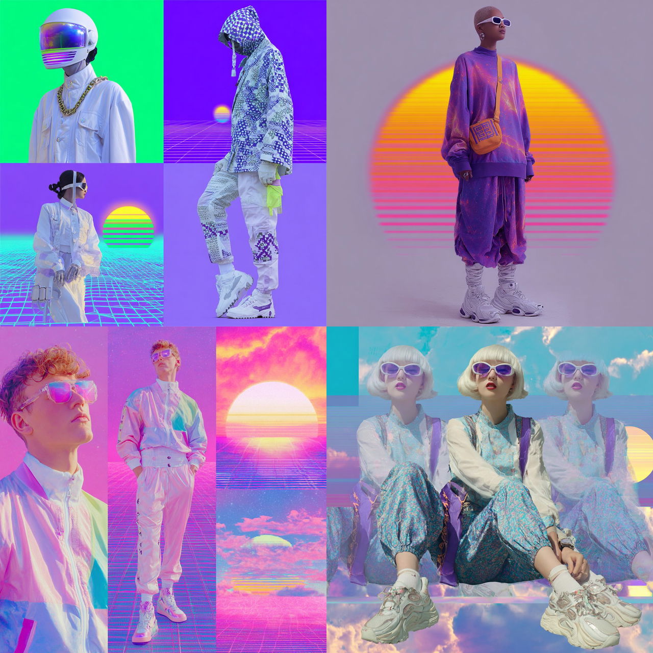 Vaporwave fashion style, Midjourney V7, render 1 of 4