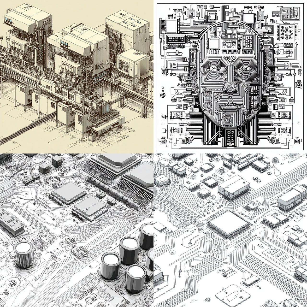 Vector chip line art style, Midjourney V7, render 1 of 4