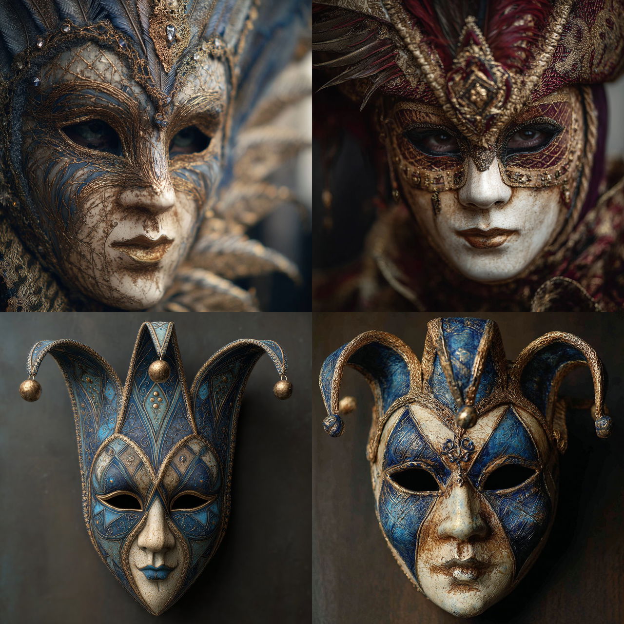 Venetian carnival mask style, Midjourney V7, render 1 of 4