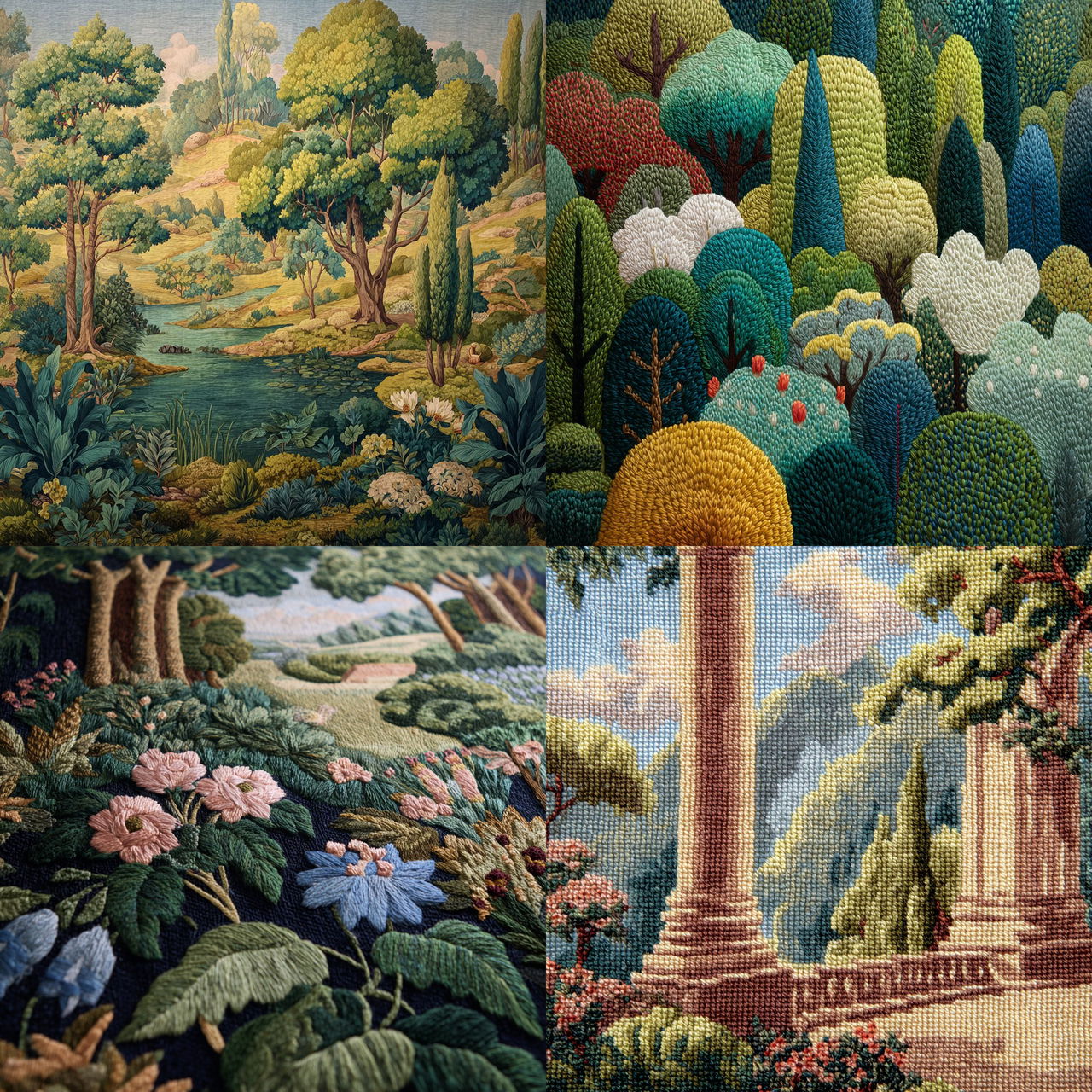 Verdure tapestry style, Midjourney V7, render 1 of 4