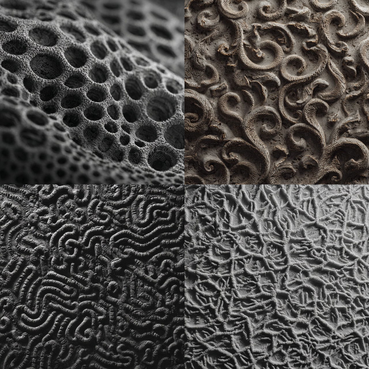 Vermiculation texture style, Midjourney V7, render 1 of 4