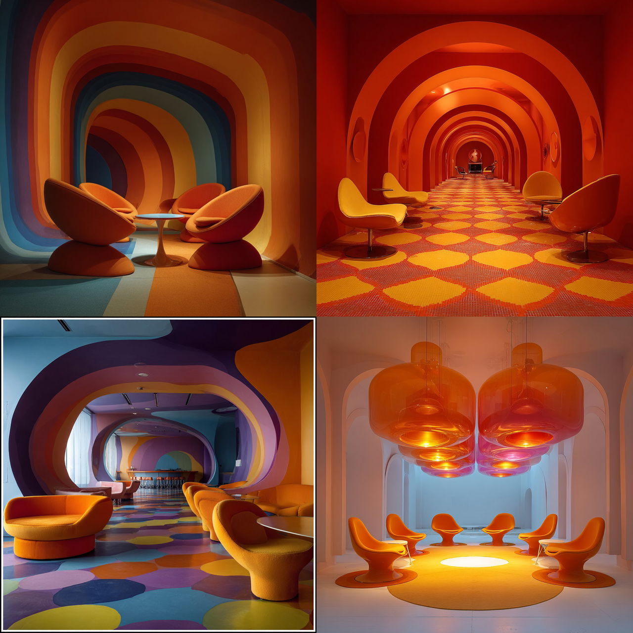 Verner Panton style, Midjourney V7, render 1 of 4