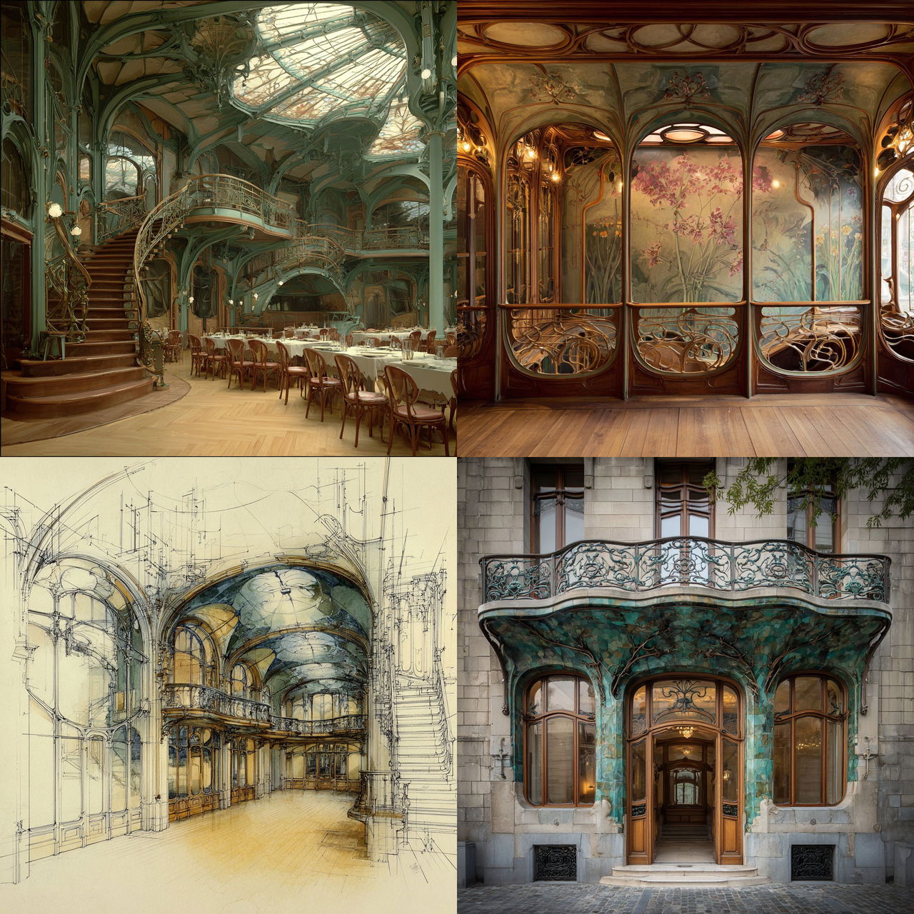 Victor Horta style, Midjourney V7, render 1 of 4