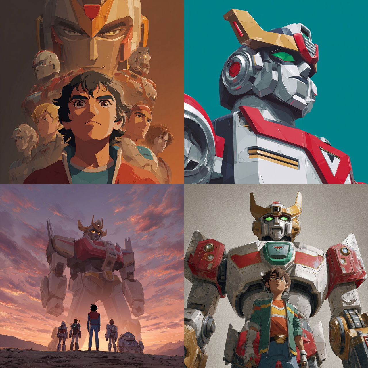 Voltron style, Midjourney V7, render 1 of 4