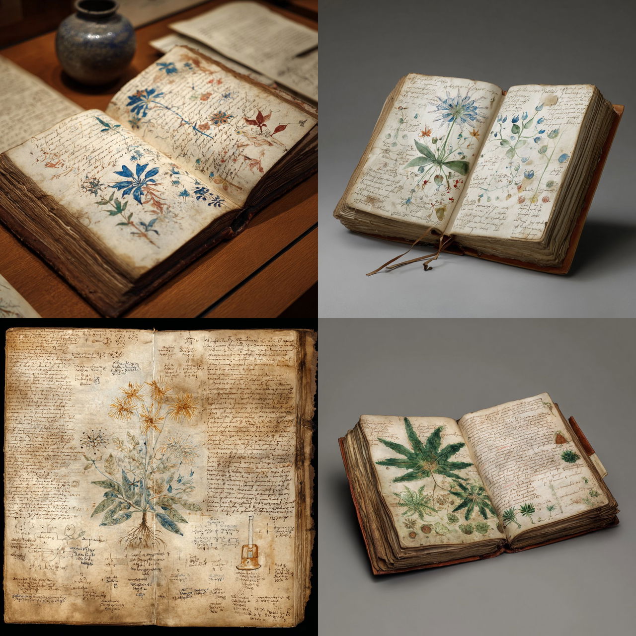Voynich manuscript style, Midjourney V7, render 1 of 4