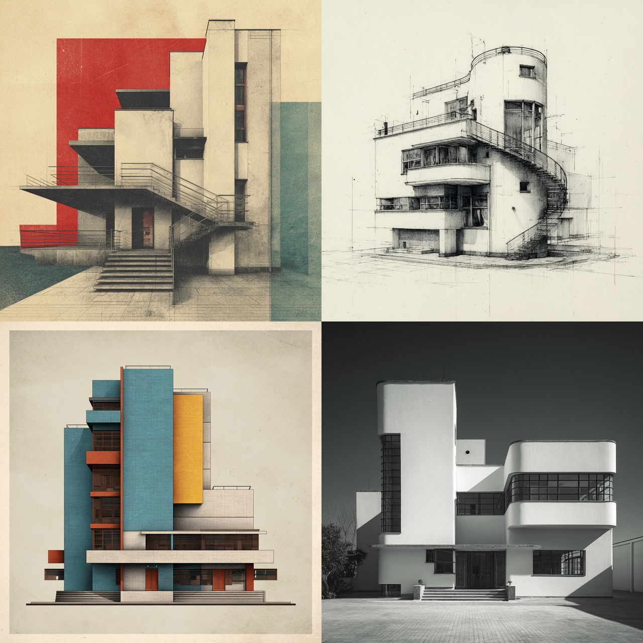 Walter Gropius style, Midjourney V7, render 1 of 4