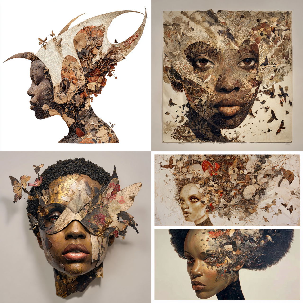 Wangechi Mutu style, Midjourney V7, render 1 of 4
