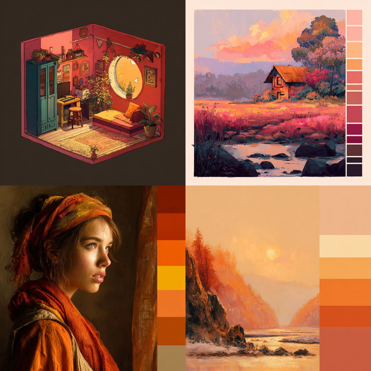 Warm colors style, Midjourney V7, render 1 of 4