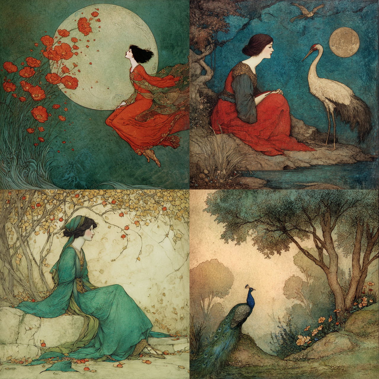 Warwick Goble style, Midjourney V7, render 1 of 4