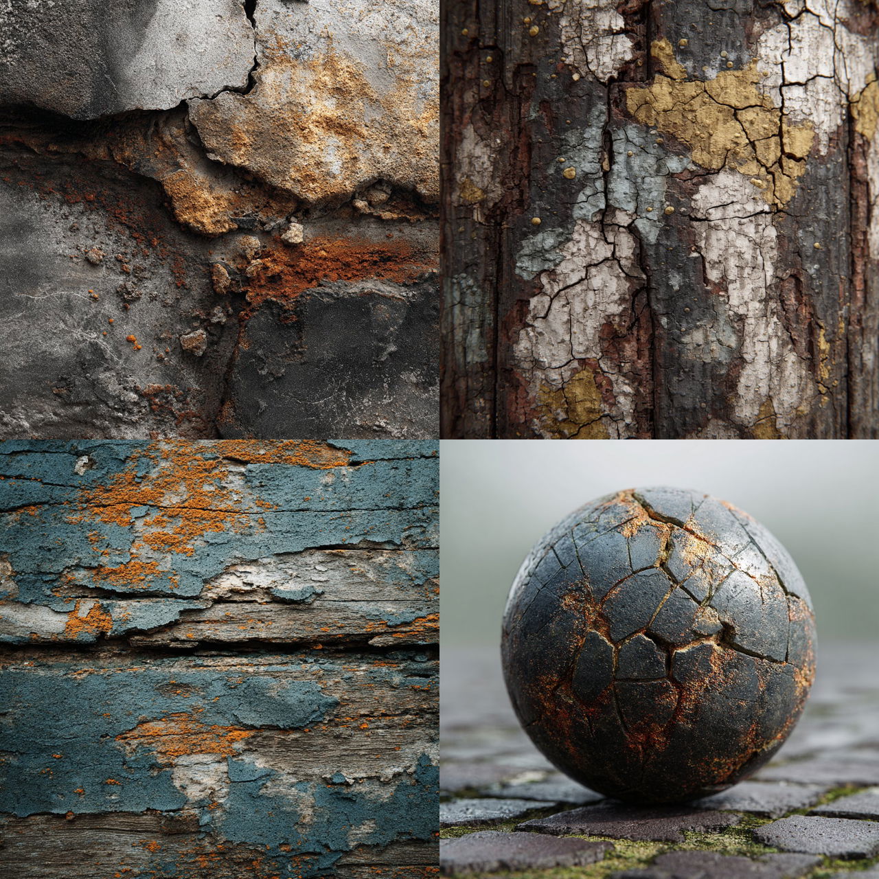 Weathered surface style, Midjourney V7, render 1 of 4