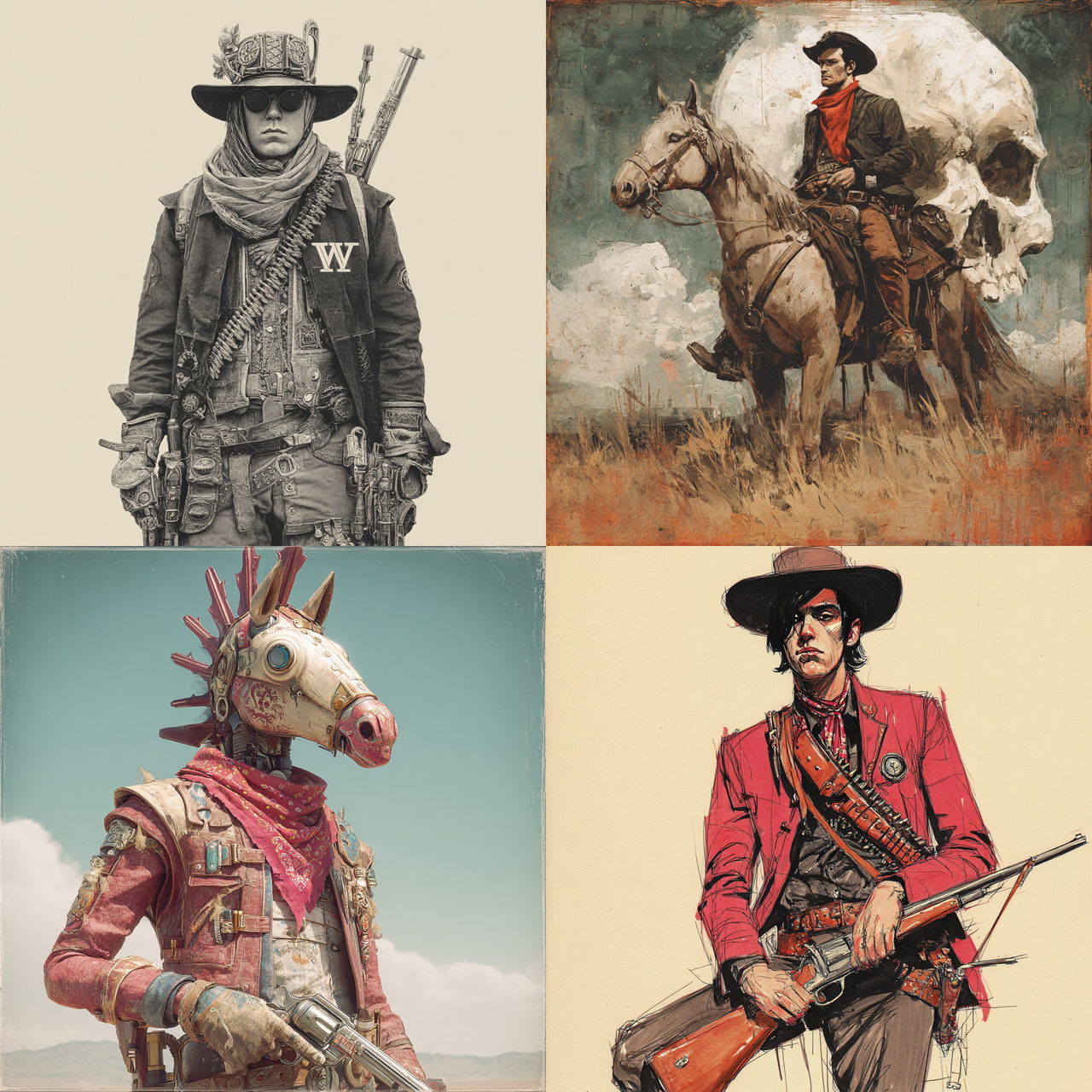 Westernpunk style, Midjourney V7, render 1 of 4
