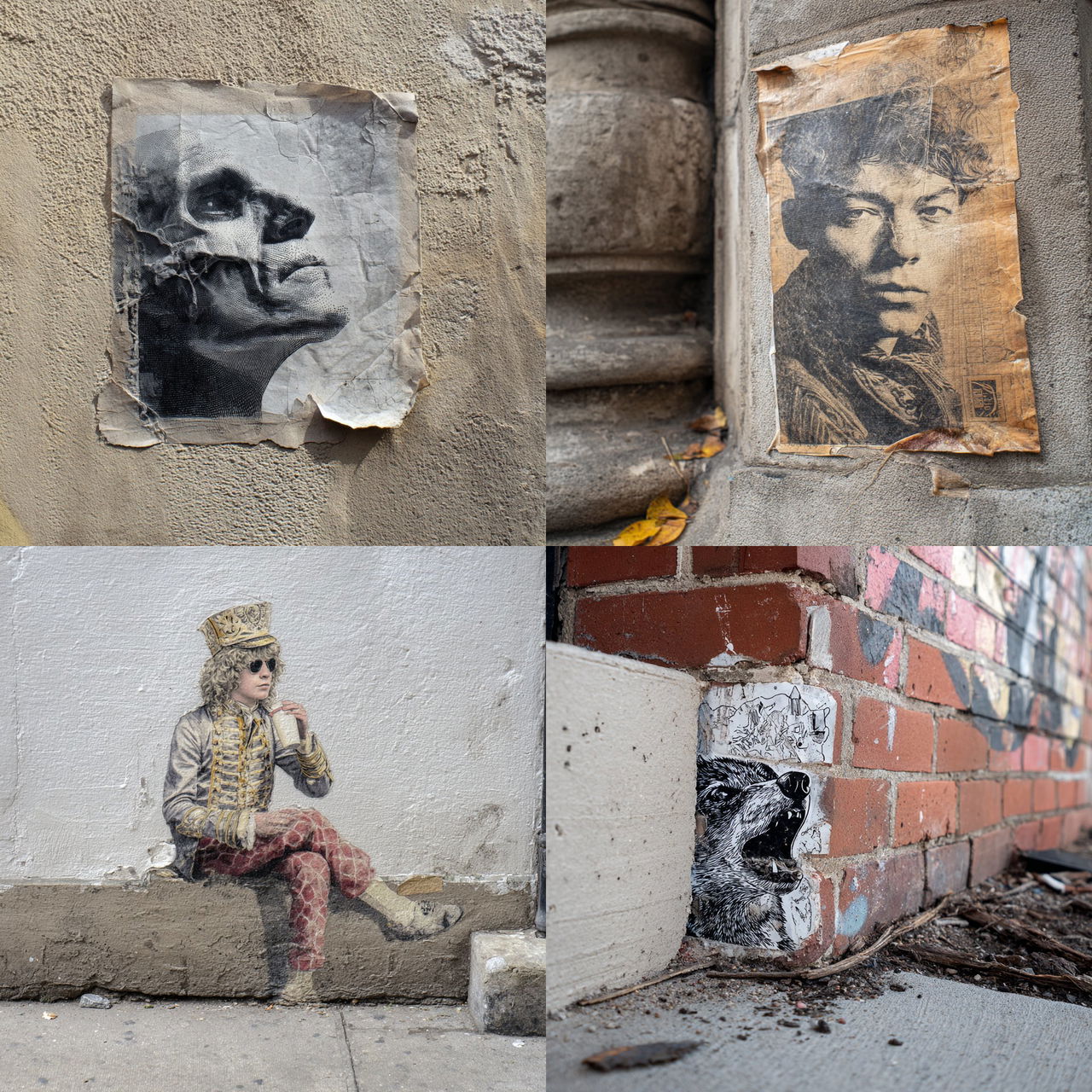 Wheatpaste style, Midjourney V7, render 1 of 4