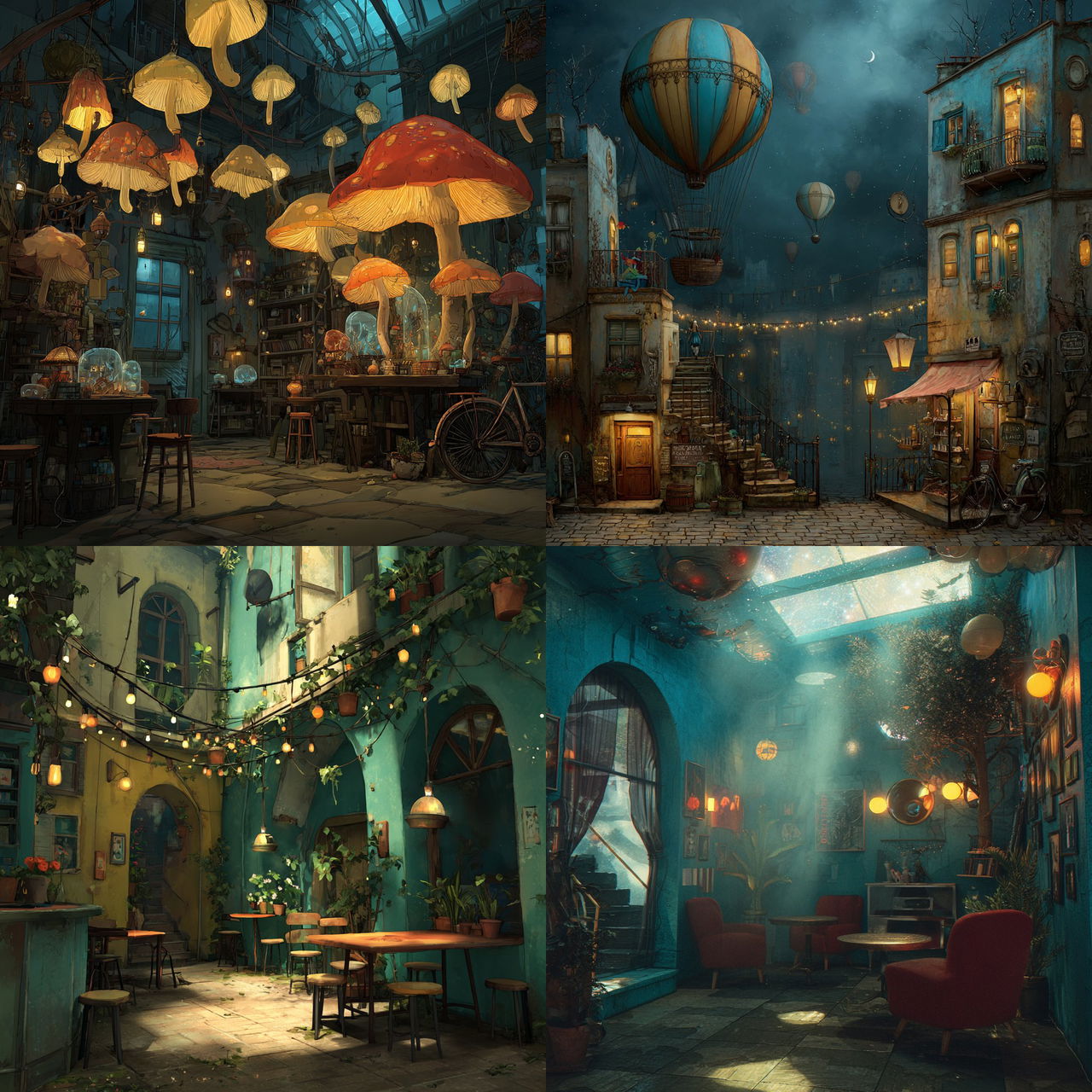 Whimsical atmosphere style, Midjourney V7, render 1 of 4