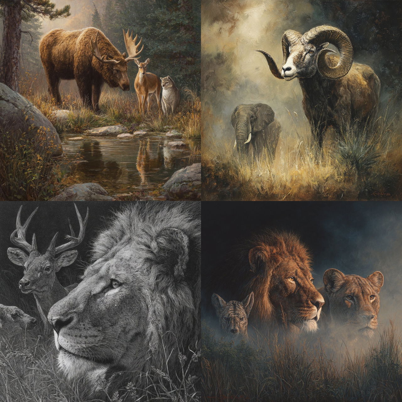 Wildlife Art style, Midjourney V7, render 1 of 4