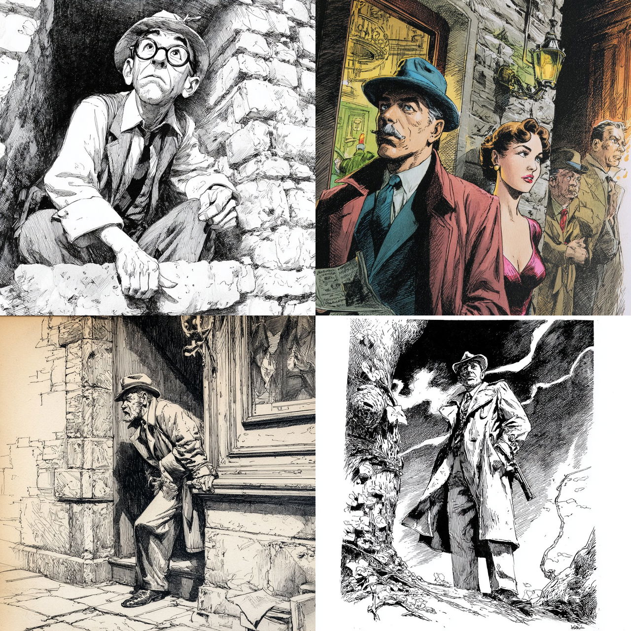 Will Eisner style, Midjourney V7, render 1 of 4