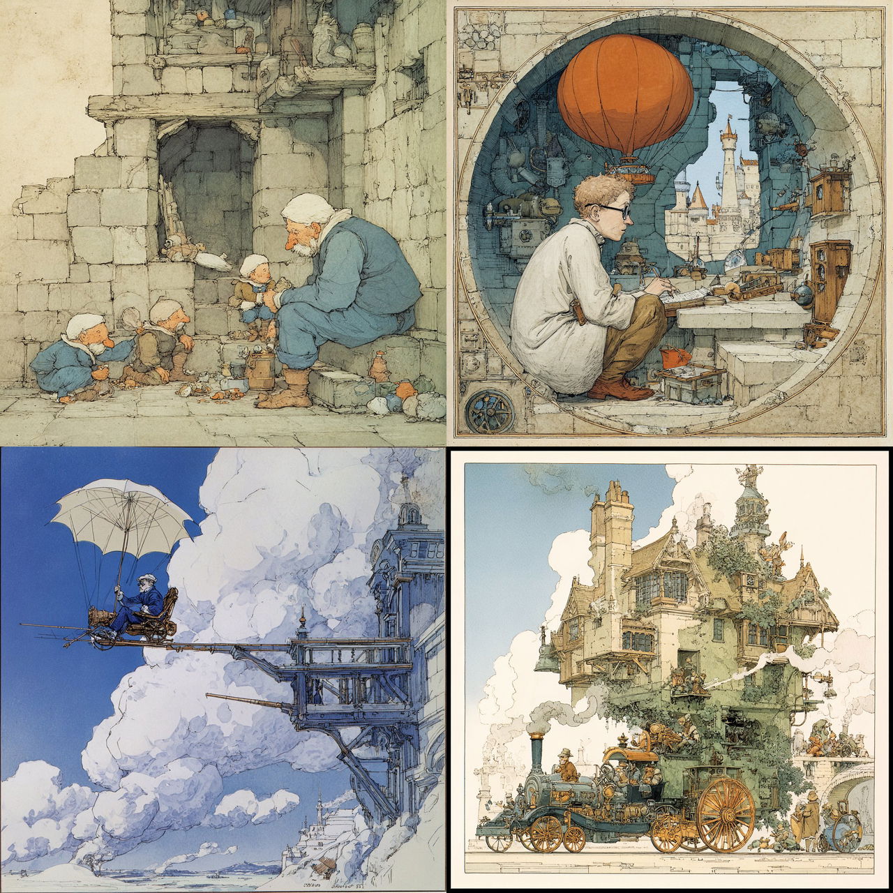 William Heath Robinson style, Midjourney V7, render 1 of 4