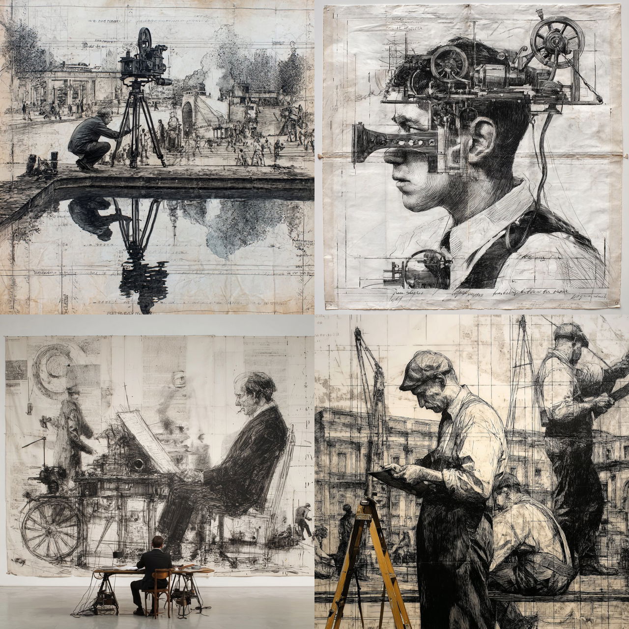 William Kentridge style, Midjourney V7, render 1 of 4