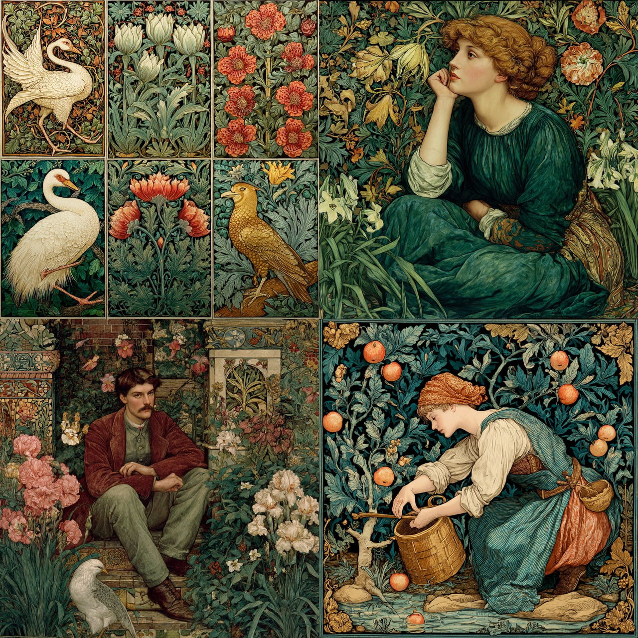 William Morris style, Midjourney V7, render 1 of 4