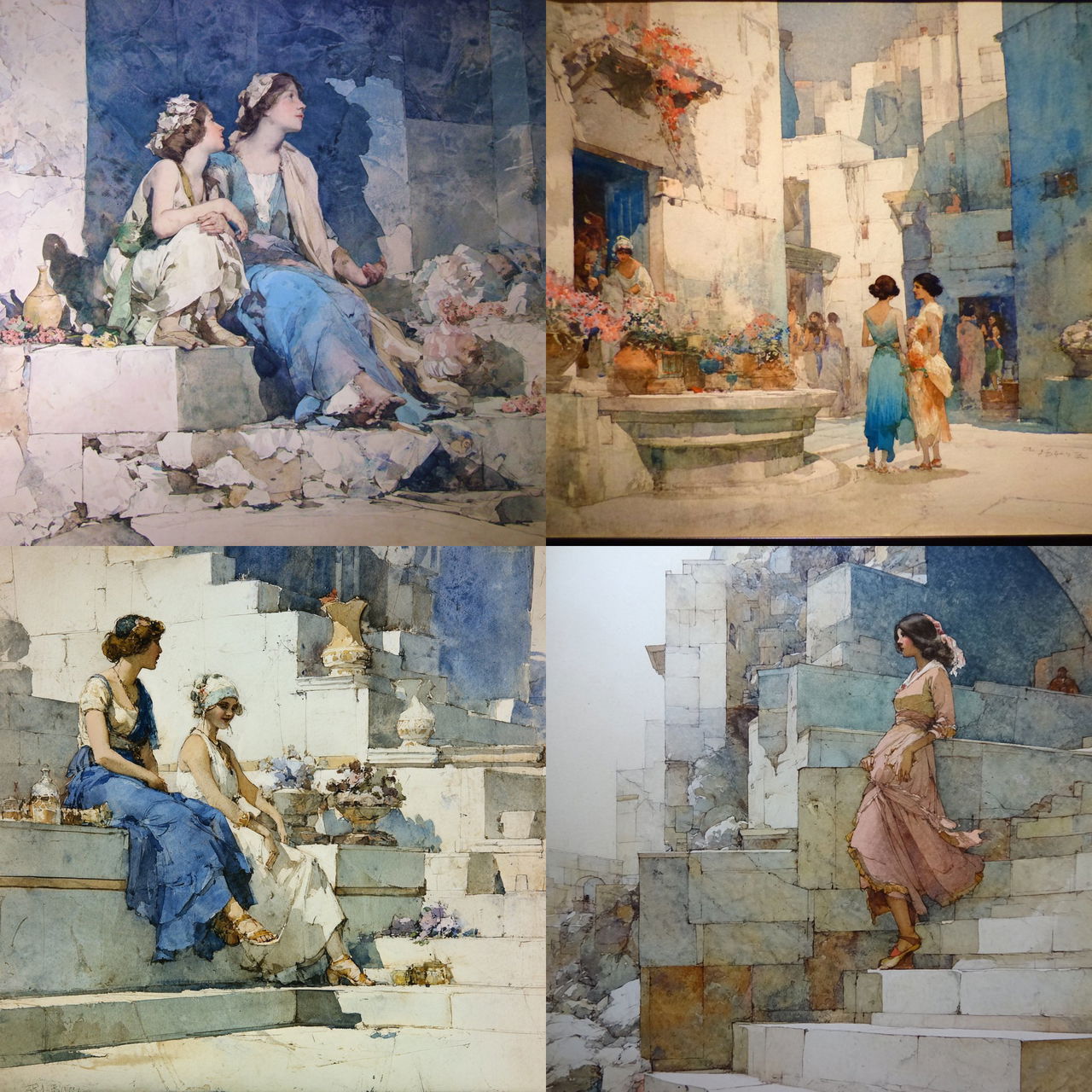 William Russell Flint style, Midjourney V7, render 1 of 4