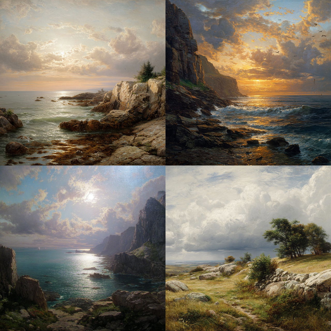 William Trost Richards style, Midjourney V7, render 1 of 4