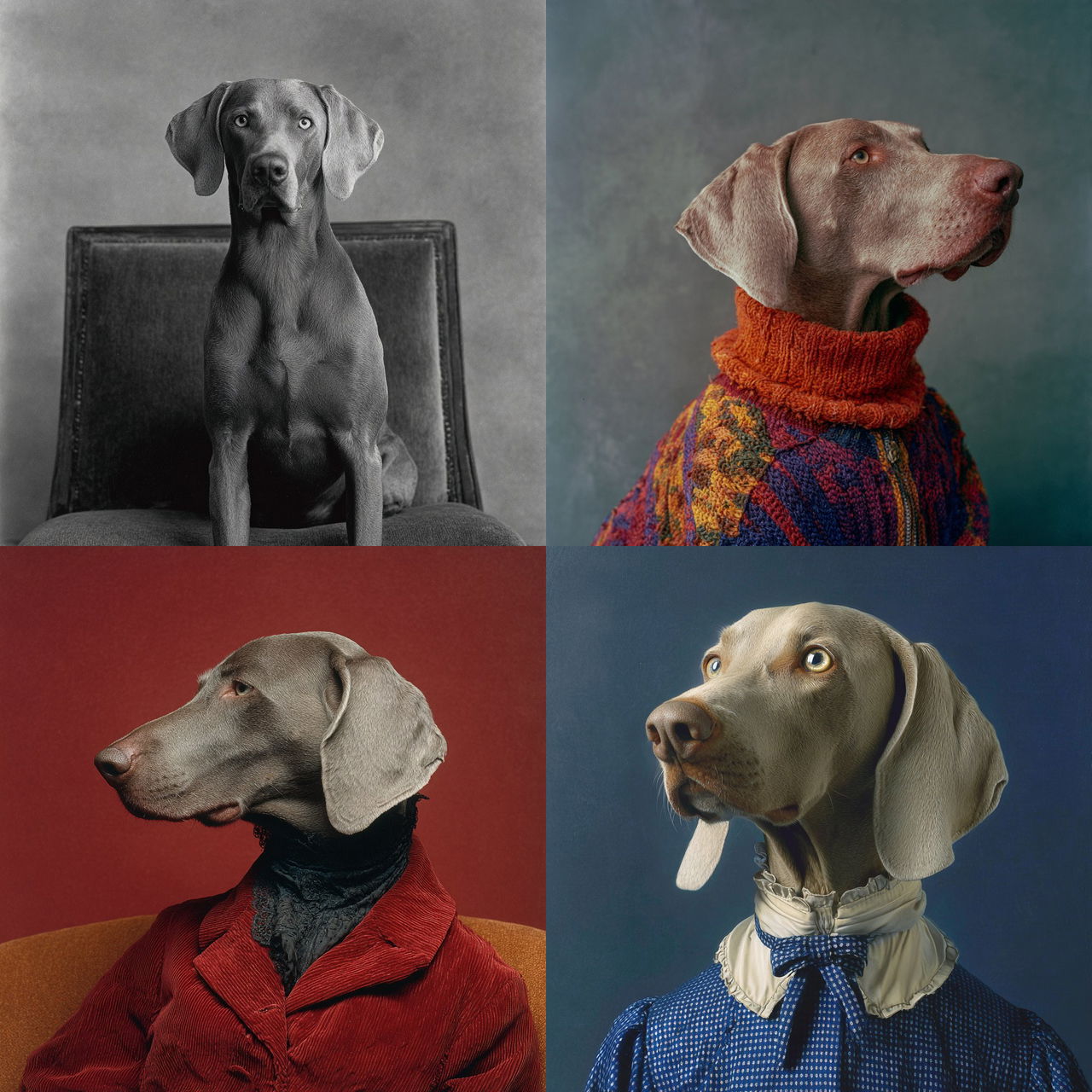 William Wegman style, Midjourney V7, render 1 of 4
