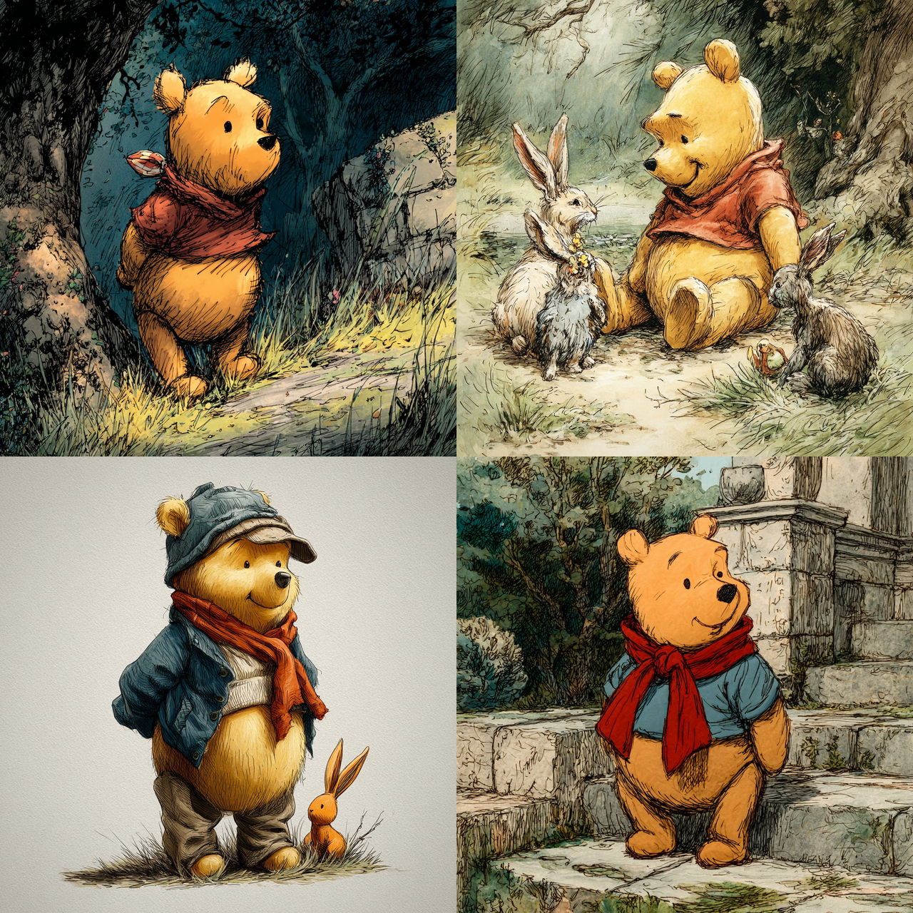 Winnie-the-Pooh style, Midjourney V7, render 1 of 4