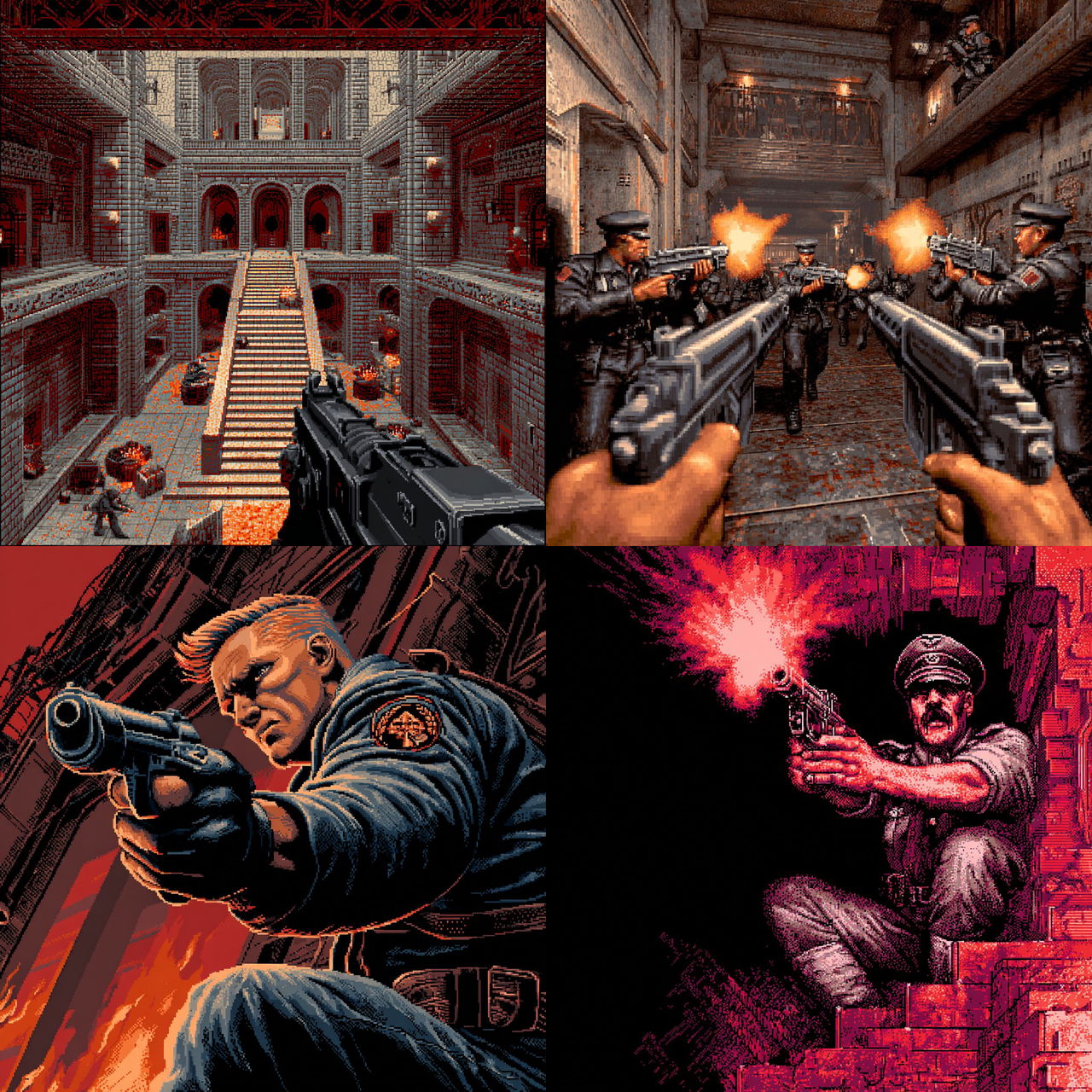 Wolfenstein 3D style, Midjourney V7, render 1 of 4