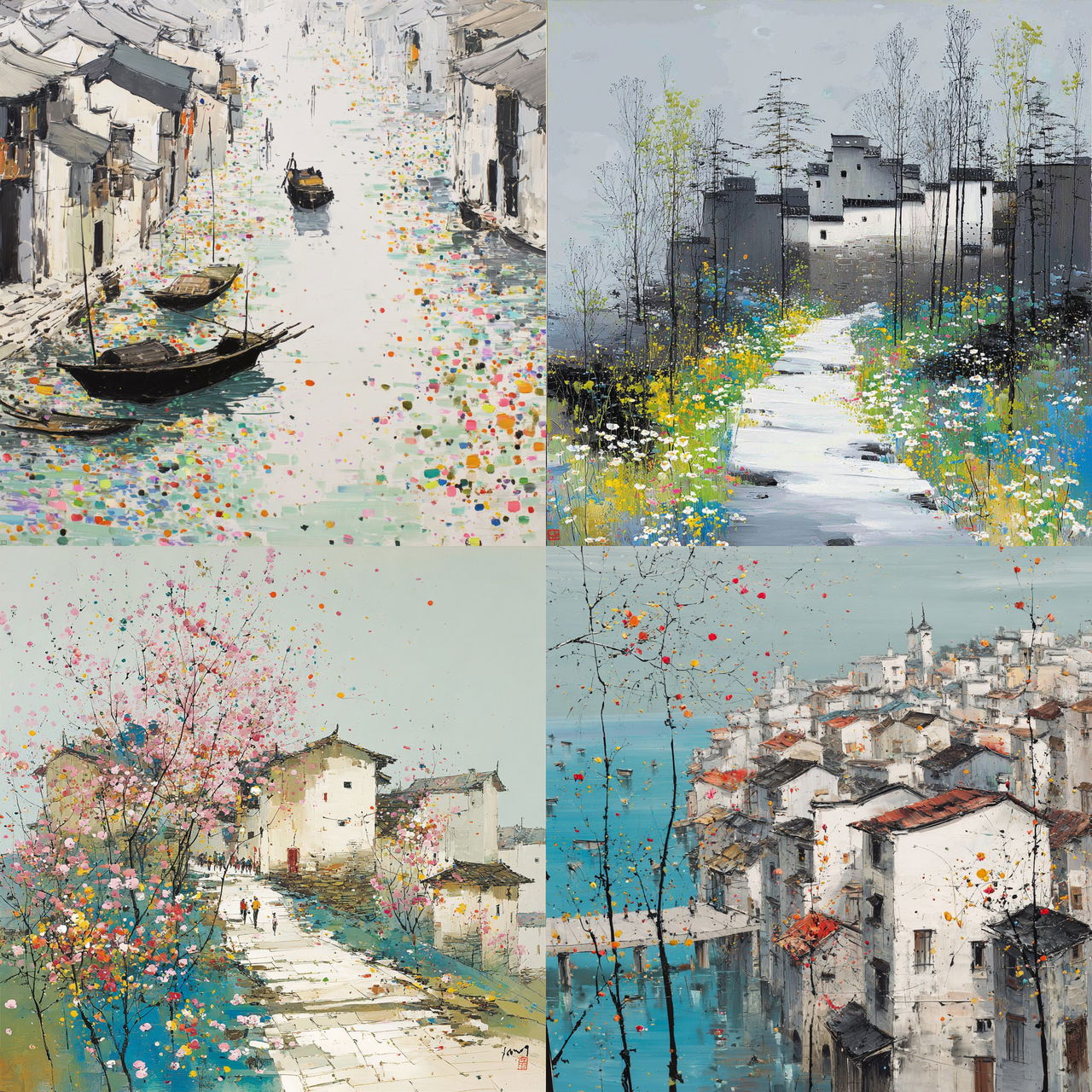 Wu Guanzhong style, Midjourney V7, render 1 of 4