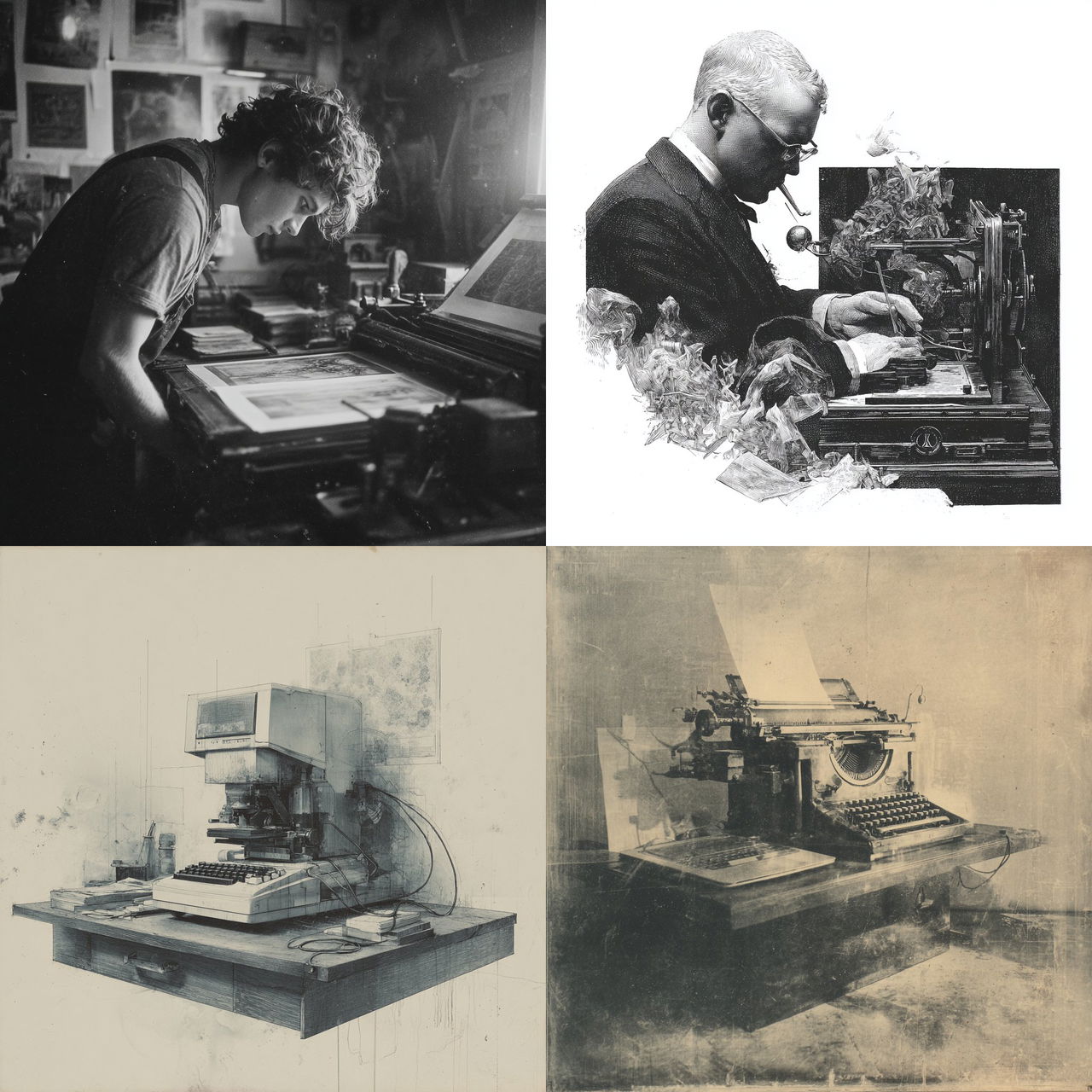 Xerography style, Midjourney V7, render 1 of 4