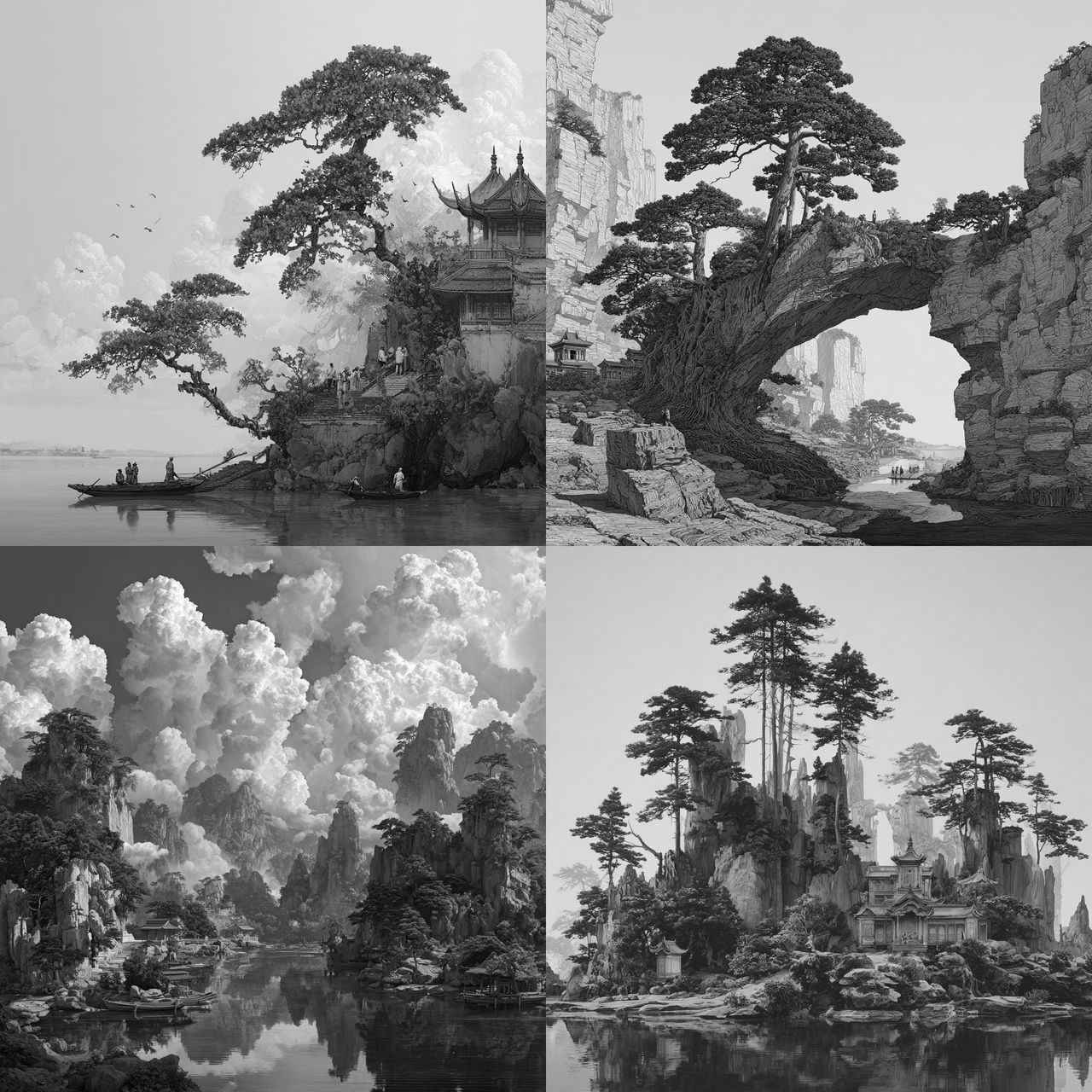 Yang Yongliang style, Midjourney V7, render 1 of 4