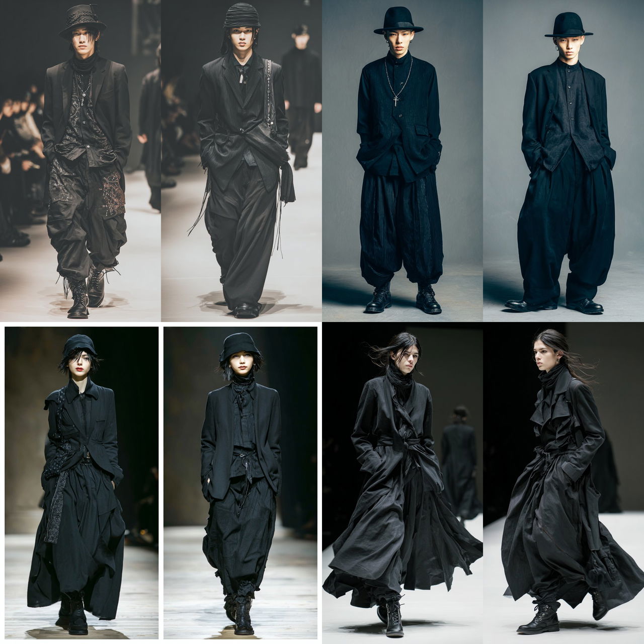 Yohji Yamamoto style, Midjourney V7, render 1 of 4
