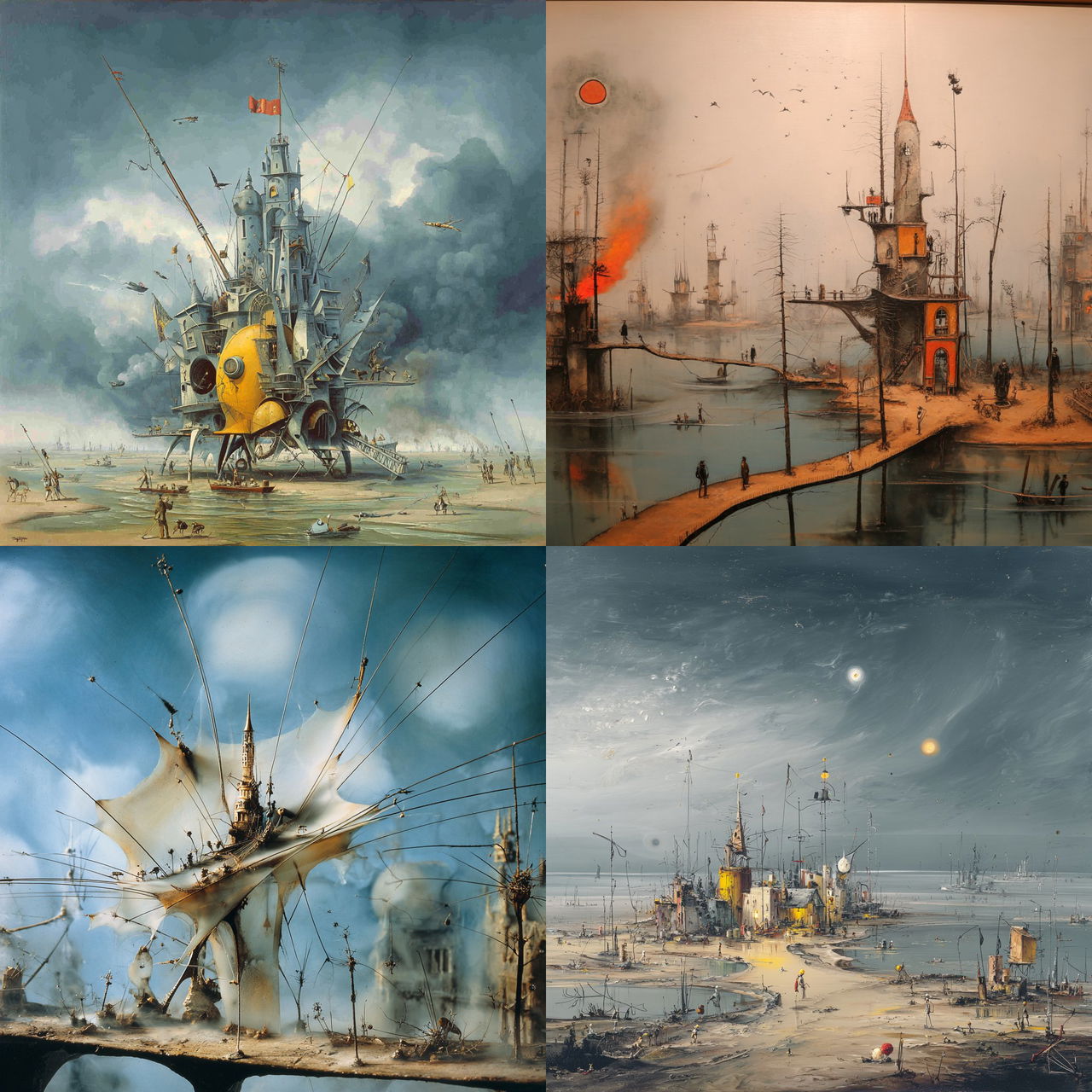 Yves Tanguy style, Midjourney V7, render 1 of 4