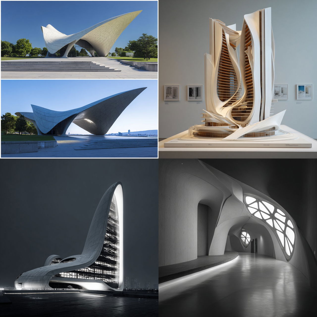 Zaha Hadid style, Midjourney V7, render 1 of 4
