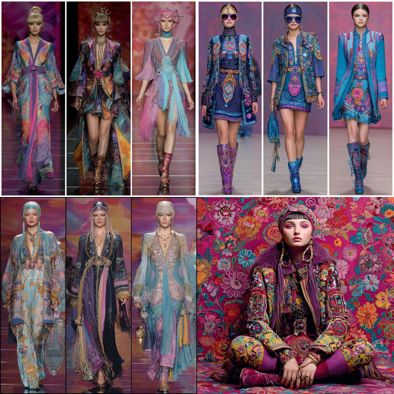 Zandra Rhodes style, Midjourney V7, render 1 of 4