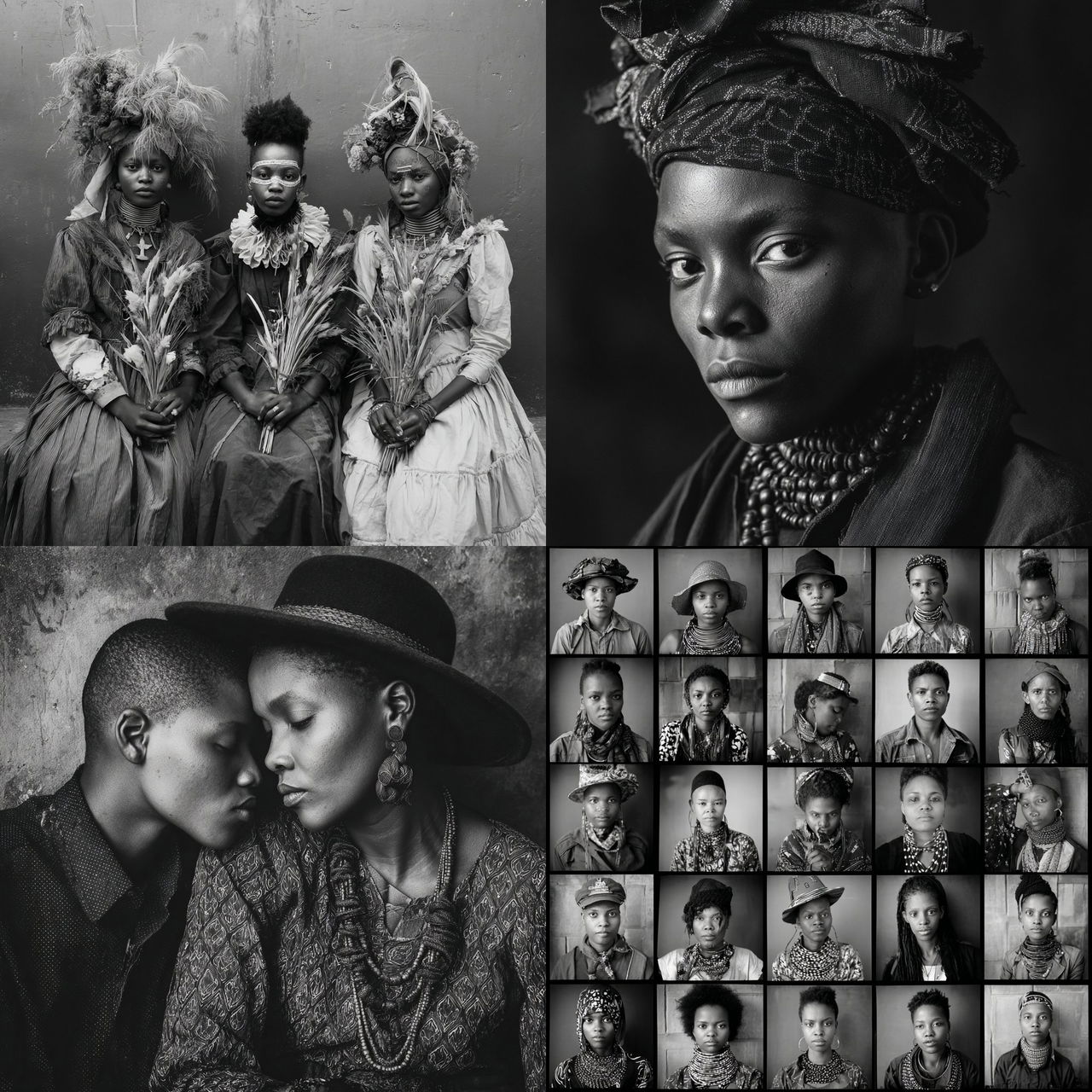 Zanele Muholi style, Midjourney V7, render 1 of 4