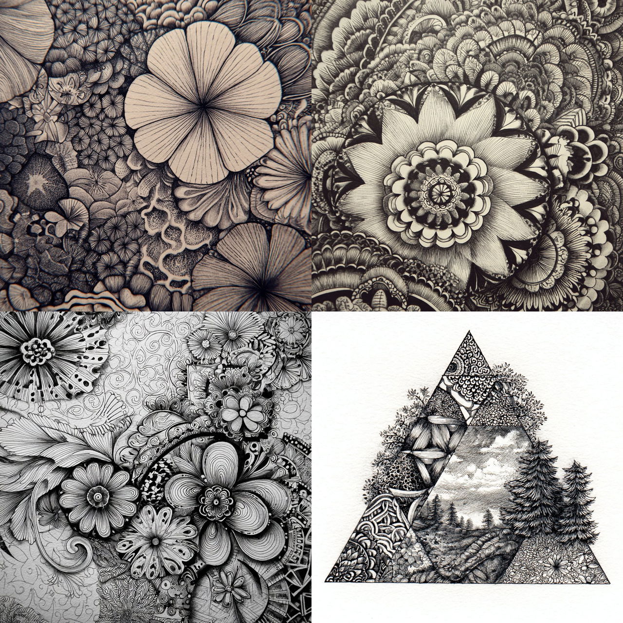 Zentangle style, Midjourney V7, render 1 of 4