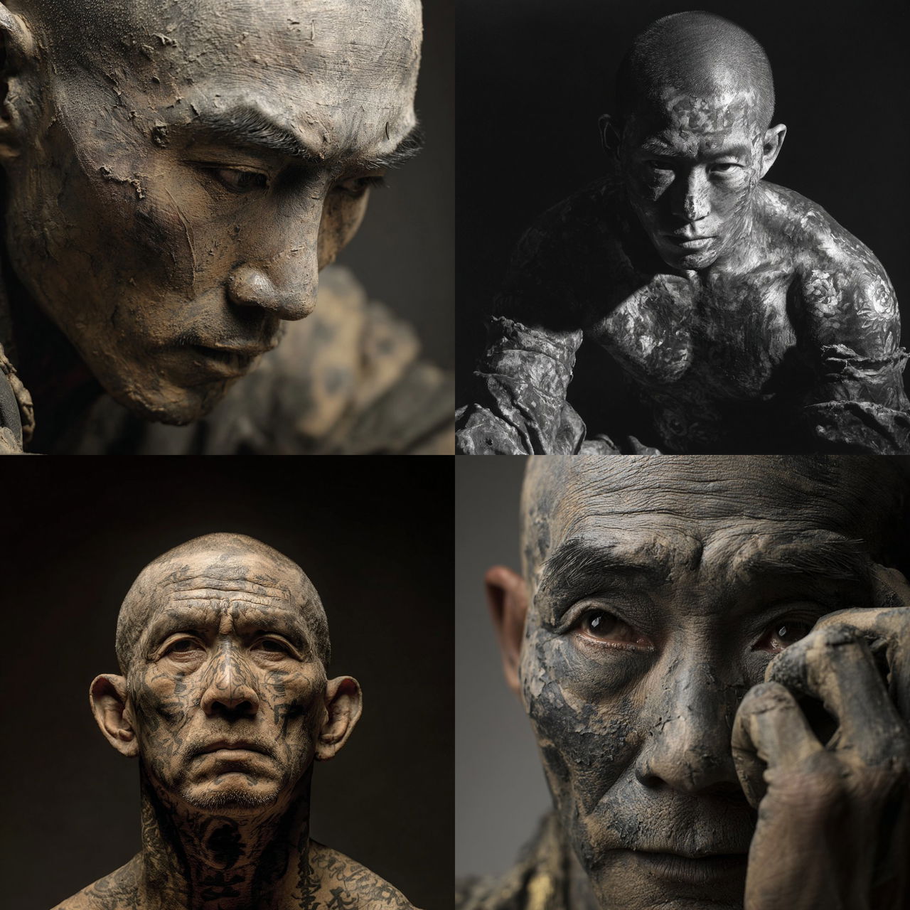 Zhang Huan style, Midjourney V7, render 1 of 4
