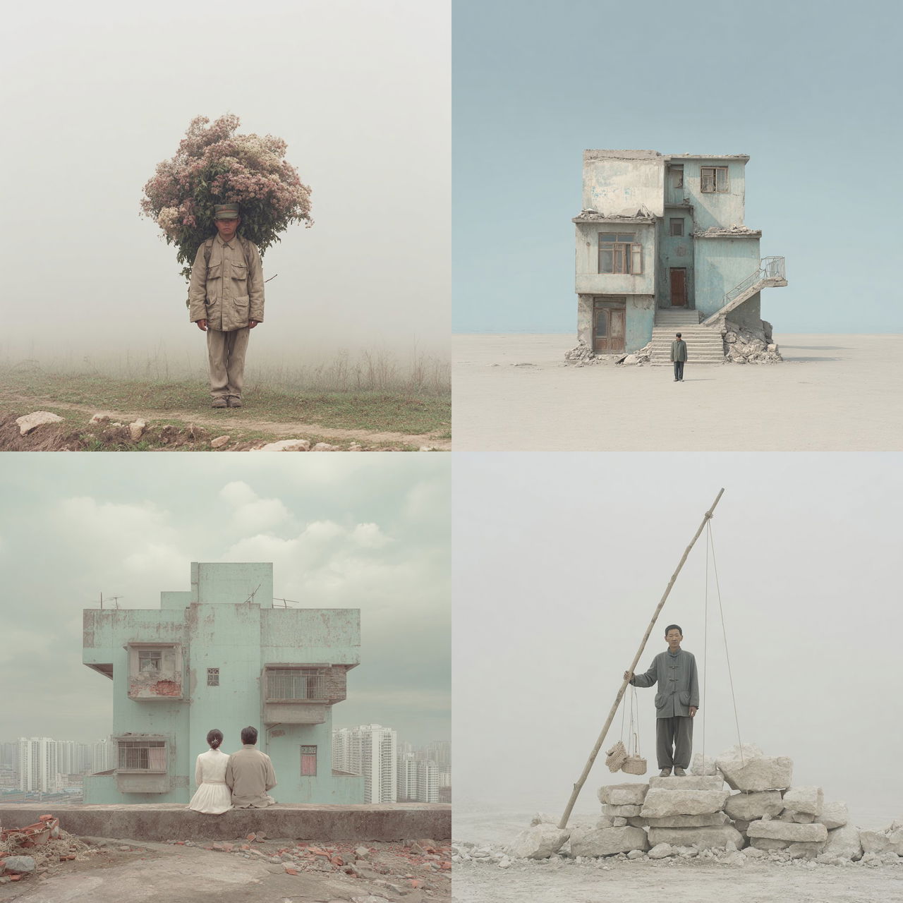 Zhang Kechun style, Midjourney V7, render 1 of 4