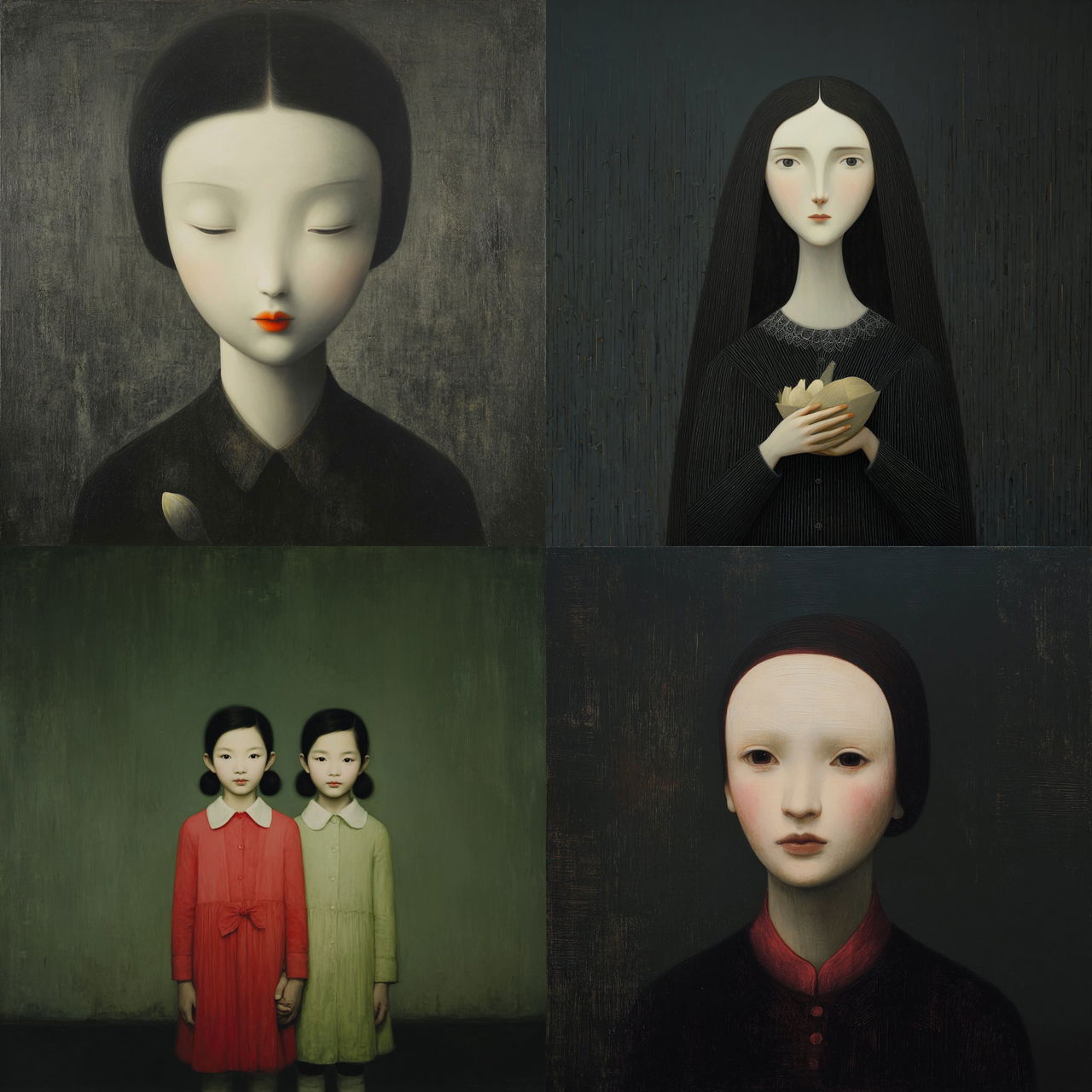 Zhang Xiaogang style, Midjourney V7, render 1 of 4