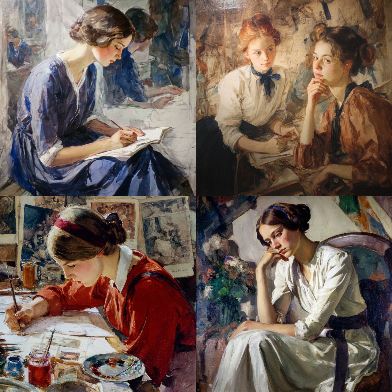 Zinaida Serebriakova style, Midjourney V7, render 1 of 4