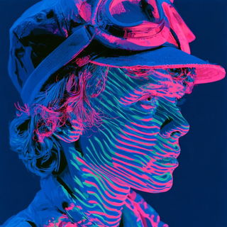 Cyanthorn style, Midjourney V8.2: conceptual portrait photograph of Amelia Earhart