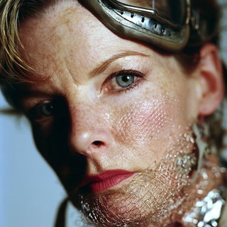 Cinematurn style, Midjourney V8.2: conceptual portrait photograph of Amelia Earhart
