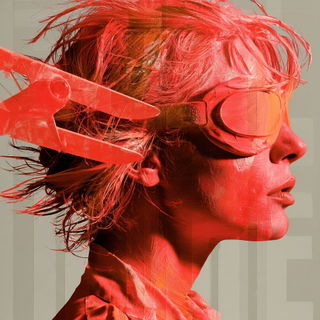 Plaster Dovetail style, Midjourney V8.2: conceptual portrait photograph of Amelia Earhart
