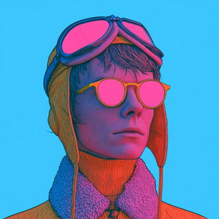 Enamelithics style, Midjourney V8.2: conceptual portrait photograph of Amelia Earhart